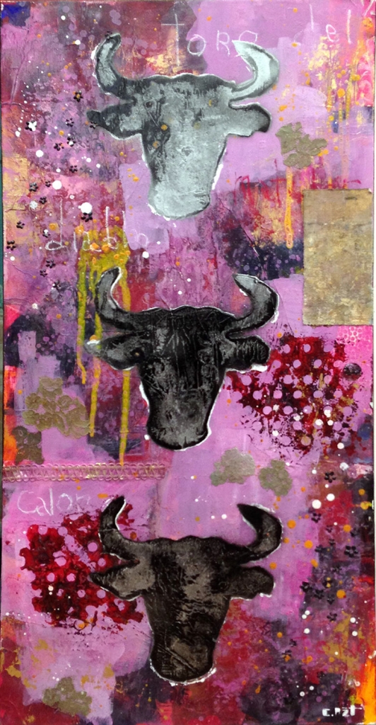 3 toros-40x80cm Prix 250€