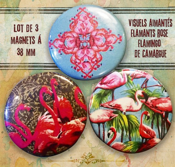 lot de 3 magnets flamants rose